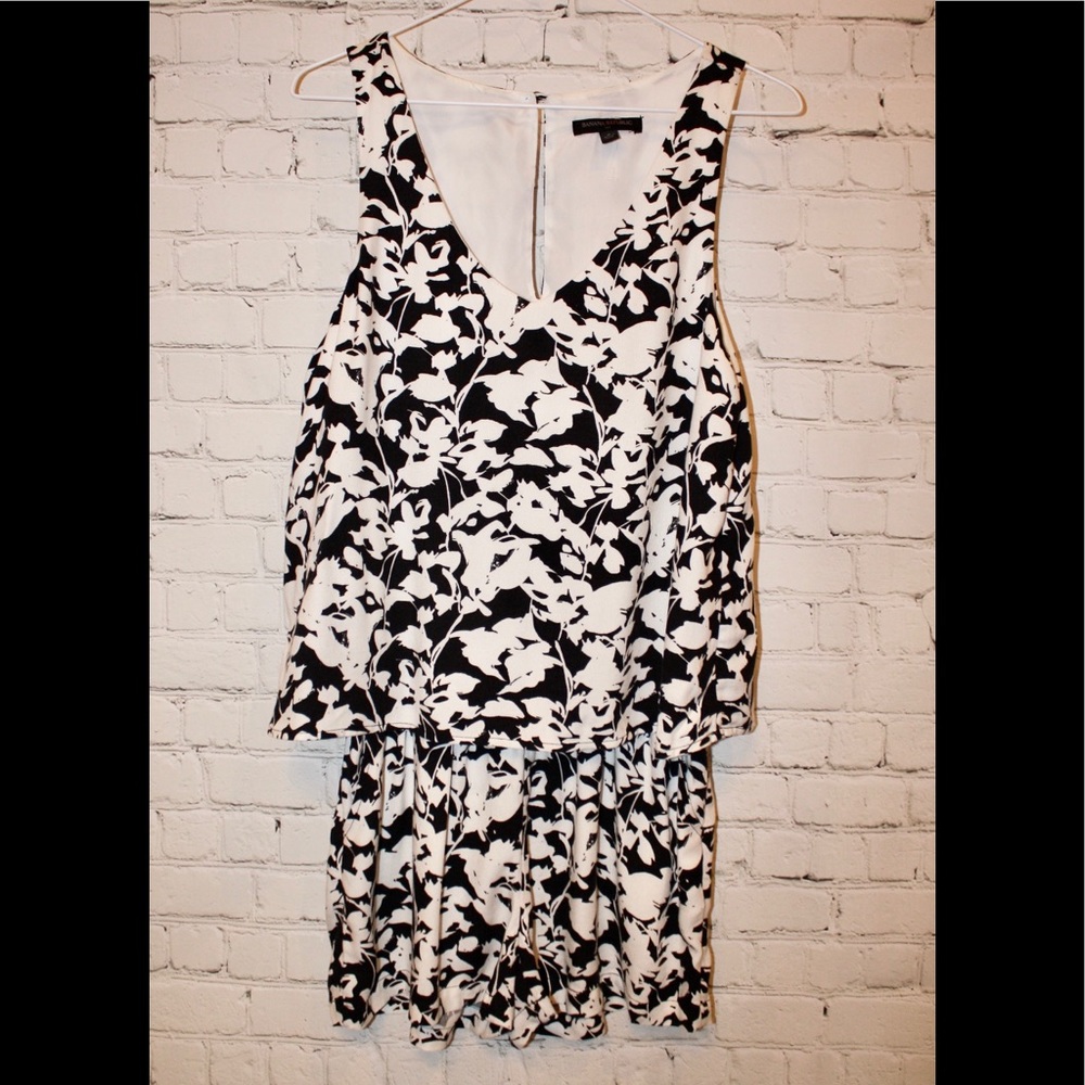 Banana Republic Black and White Floral Romper